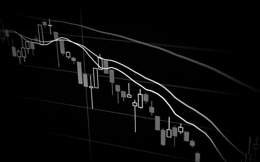 A candlestick trading chart